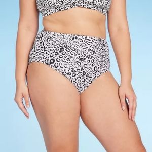 Neutral Leopard Print High Waist Full Coverage Bikini Bottom - Kona Sol